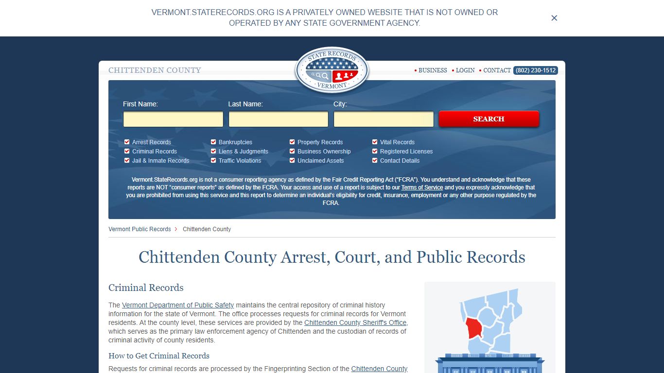 Chittenden County Arrest, Court, and Public Records