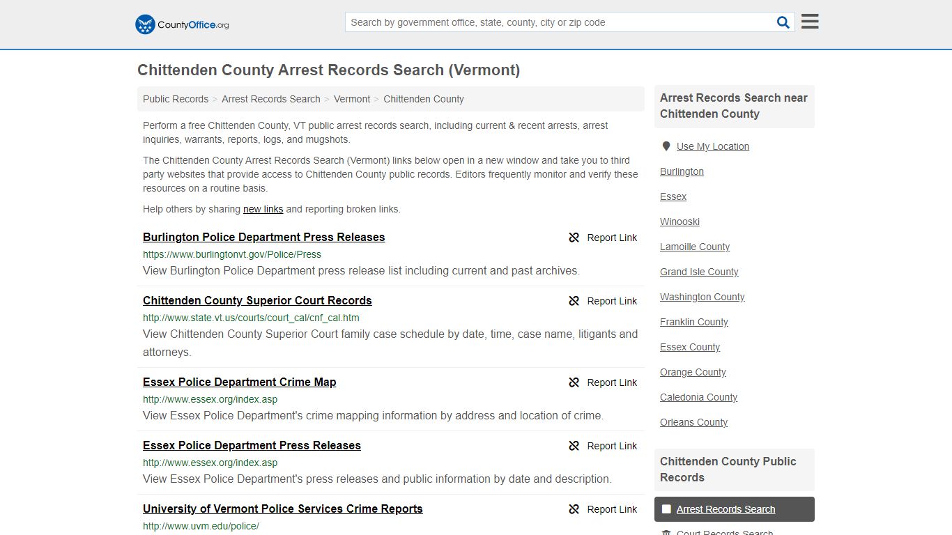 Arrest Records Search - Chittenden County, VT (Arrests ...