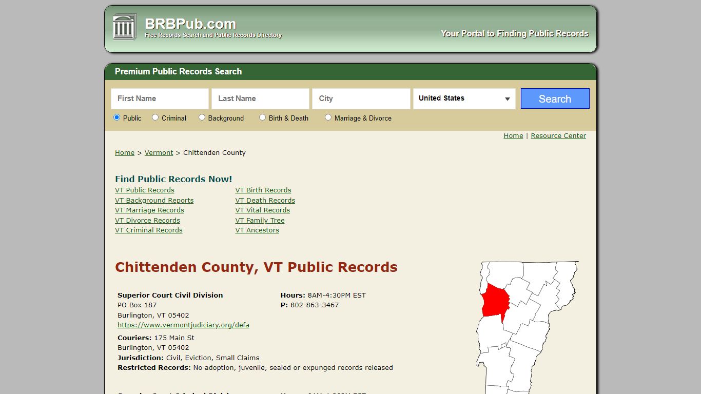 Chittenden County Public Records | Search Vermont ...