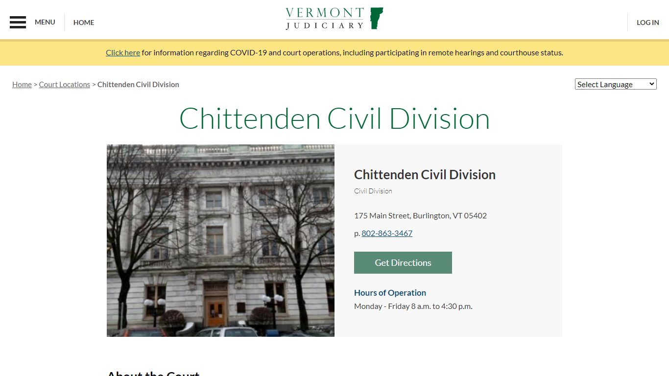 Chittenden Civil Division | Vermont Judiciary